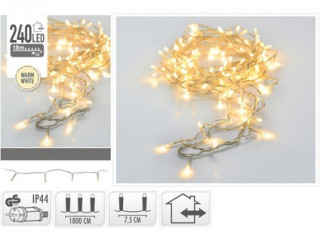 Osvětlení vánoční 18m 240LED teplá BÍLÁ, TRANSPARENTNÍ č.1